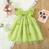 Toddler Girls Fly Sleeve Butterfly Tulle Ruffles Dress Dance Party Princess Dresses Clothes (Green, 12-18 Months) view 3