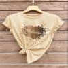 GOWMEE Women's T-Shirt Heart and Letter Graphic Tee T-Shirt for Women (Color : Apricot, Size : X-Large) view 1