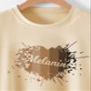 GOWMEE Women's T-Shirt Heart and Letter Graphic Tee T-Shirt for Women (Color : Apricot, Size : X-Large) view 3