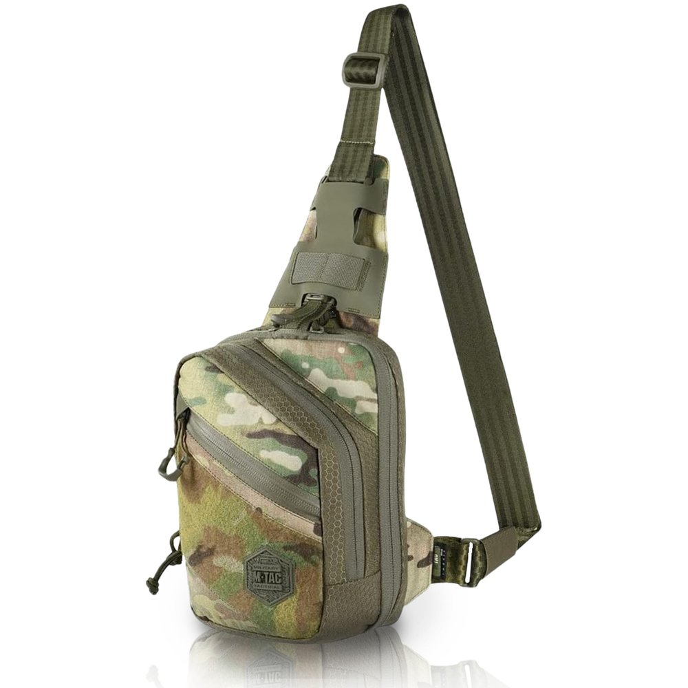 M-Tac Elite Tactical Sling Bag for Men - Crossbody Bag - Concealed Carry Chest Bag - Multicam/Ranger Green Sling Backpack