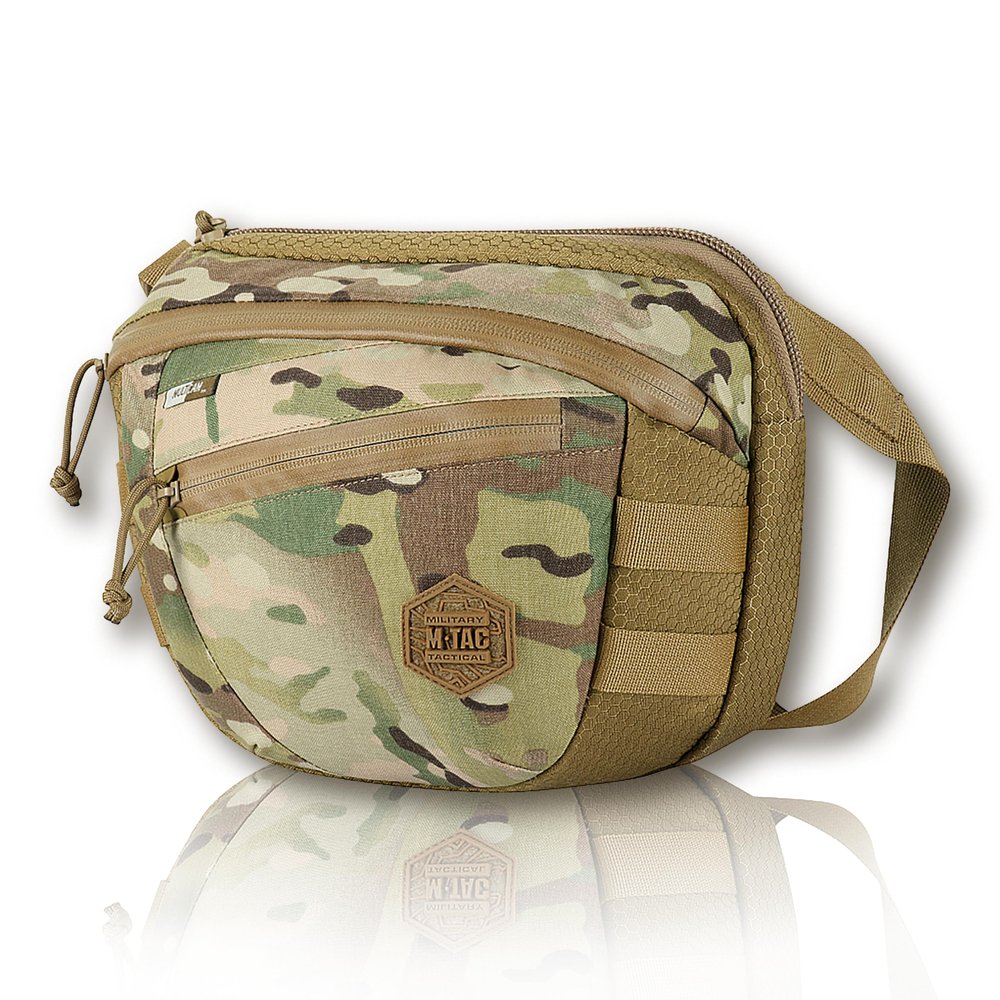 M-Tac Tactical Large Crossbody Bag for Men - Concealed Carry Sling - Multicam/Coyote CCW Chest Bag - Elite Sphaera Shoulder Pack (Regular, Hex)