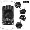 1 Pair of Black PU Leather Half Finger Gloves Gothic Punk Rivet Fingerless Gloves for Halloween Performance Costume Dress Up view 3