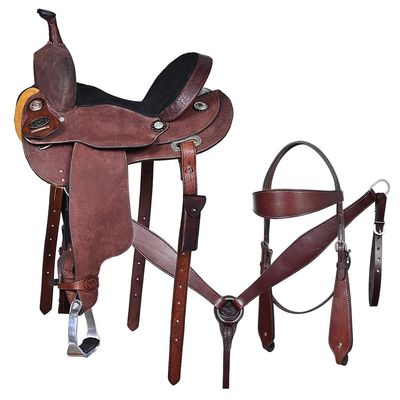 HILASON 16 in Western Horse Barrel Racing Trail Pleasure American Leather Saddle Tack Set Brown Comfytack