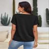 GOWMEE Women's T-Shirt Twist Front Batwing Sleeve Tee T-Shirt for Women (Color : Black, Size : Large) view 2