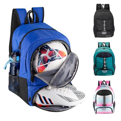 Moonlike Youth Soccer Bag, Soccer Backpack for Football Volleyball Basketball, Backpack with Ball Compartment and Ball Holder (Royal Blue)