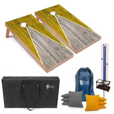 Tailgating Pros Pyramid Cornhole Board Set w/Ring Lights: Multicolored LED Rings, Score Keeper, Bean Bags, and Carrying Case