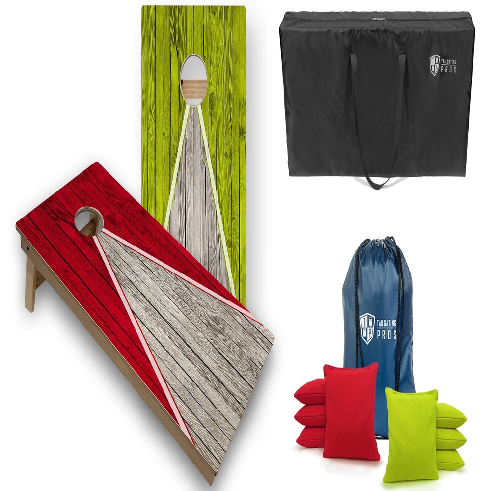 Tailgating Pros Tournament Grade Pyramid Cornhole Boards w/LED Lights: Built-in Multifunction LEDs, Score Keeper, Bean Bags, and Carrying Case