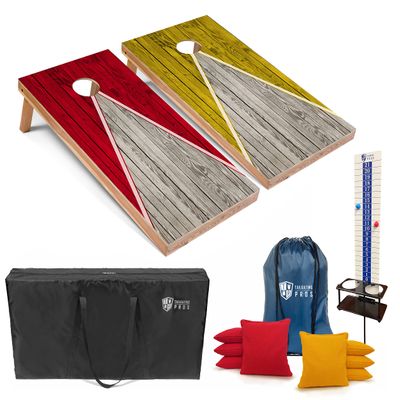 Tailgating Pros Pyramid Cornhole Board Set: Score Keeper, Bean Bags, and Carrying Case- 4'x2' Regulation Corn Hole Toss Game