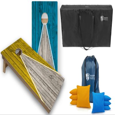 Tailgating Pros Tournament Grade Pyramid Cornhole Boards w/LED Lights: Built-in Multifunction LEDs, Score Keeper, Bean Bags, and Carrying Case