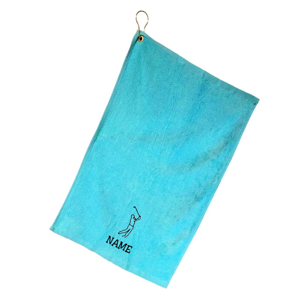 101 BEACH Personalized Men's Golf Bag Towel with Embroidered Name (Turquoise - Embroidered Name Man)