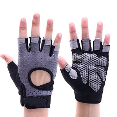 Coolfit Breathable Fitness Gloves Weight Lifting for Heavy Exercise Sport Gym Gloves Women Body Building Non-Slip Half Finger (Grey, Small)