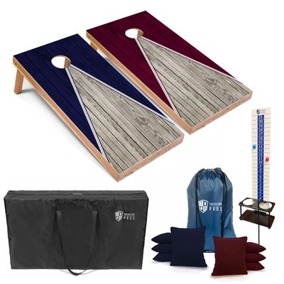 Tailgating Pros Pyramid Cornhole Board Set: Score Keeper, Bean Bags, and Carrying Case- 4'x2' Regulation Corn Hole Toss Game