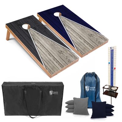 Tailgating Pros Pyramid Cornhole Board Set with LED Lights: Built-in Multicolored LEDs, Score Keeper, Bean Bags, and Carrying Case