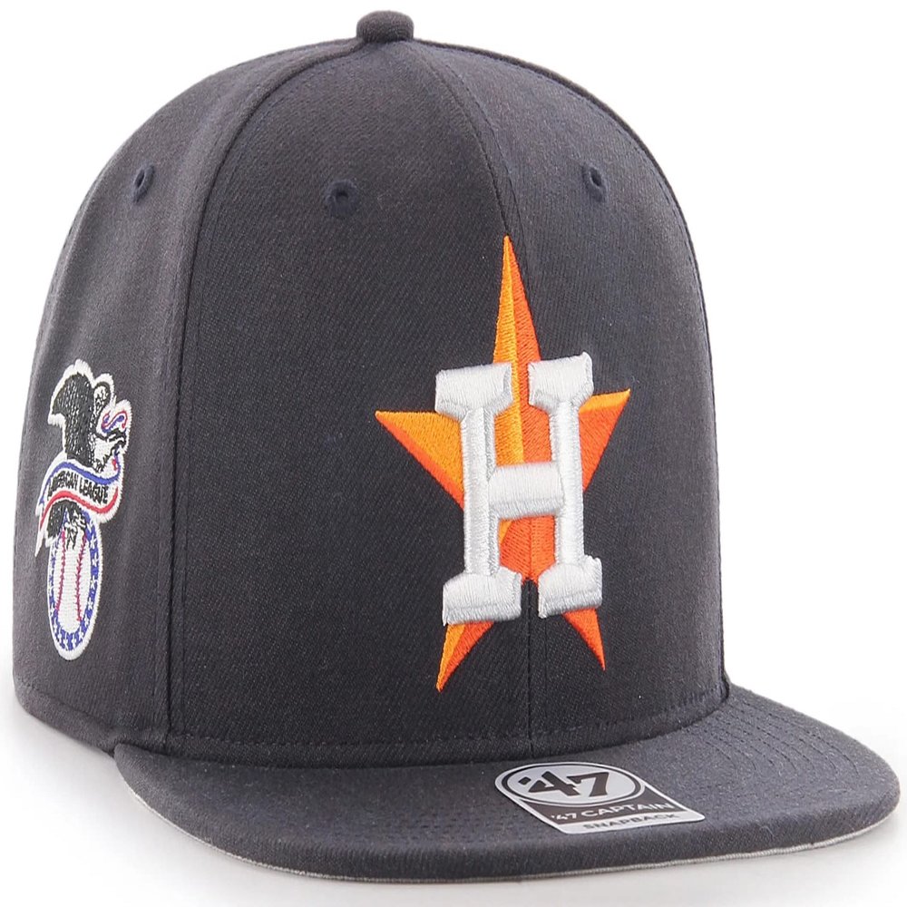 '47 MLB Sure Shot Captain Hat Adjustable Structured 6-Panel Snapback Hat Cap, Adult One Size Fits All (as1, Alpha, one_Size, Houston Astros)