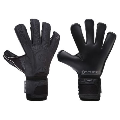 Elite Sport Black Goalkeeper Gloves, Removable Finger Spines, Pro-Level Goalkeeper Gloves for Superior Grip and Control (Black Solo, 4mm Control MB Latex)