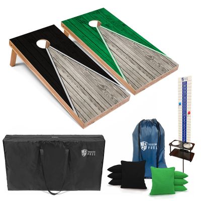 Tailgating Pros Pyramid Cornhole Board Set: Score Keeper, Bean Bags, and Carrying Case- 4'x2' Regulation Corn Hole Toss Game