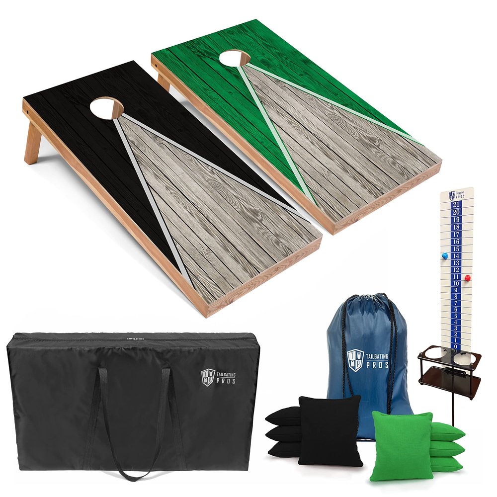 Tailgating Pros Pyramid Cornhole Board Set: Score Keeper, Bean Bags, and Carrying Case- 4'x2' Regulation Corn Hole Toss Game