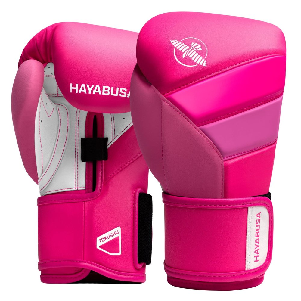 Hayabusa T3 Boxing Gloves for Men and Women Wrist and Knuckle Protection, Dual-X Hook and Loop Closure, Splinted Wrist Support, 5 Layer Foam Knuckle Padding - Neon Pink, 12oz