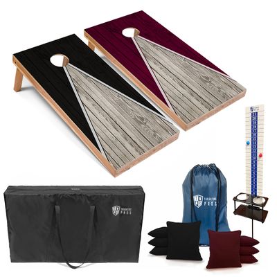 Tailgating Pros Pyramid Cornhole Board Set w/Ring Lights: Multicolored LED Rings, Score Keeper, Bean Bags, and Carrying Case