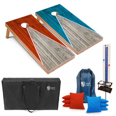 Tailgating Pros Pyramid Cornhole Board Set: Score Keeper, Bean Bags, and Carrying Case- 4'x2' Regulation Corn Hole Toss Game