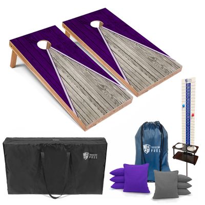 Tailgating Pros Pyramid Cornhole Board Set with LED Lights: Built-in Multicolored LEDs, Score Keeper, Bean Bags, and Carrying Case