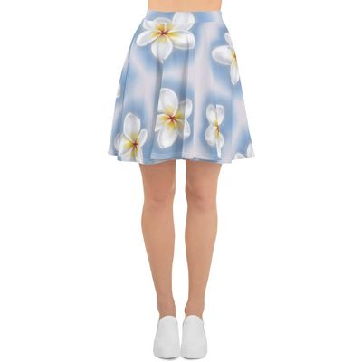 Hawaiian Flower Print Women Youth Skater Skirt White