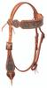 Buffalo Leather Western Browband Headstall Tooled with Dots and Turquoise Accents (Light)