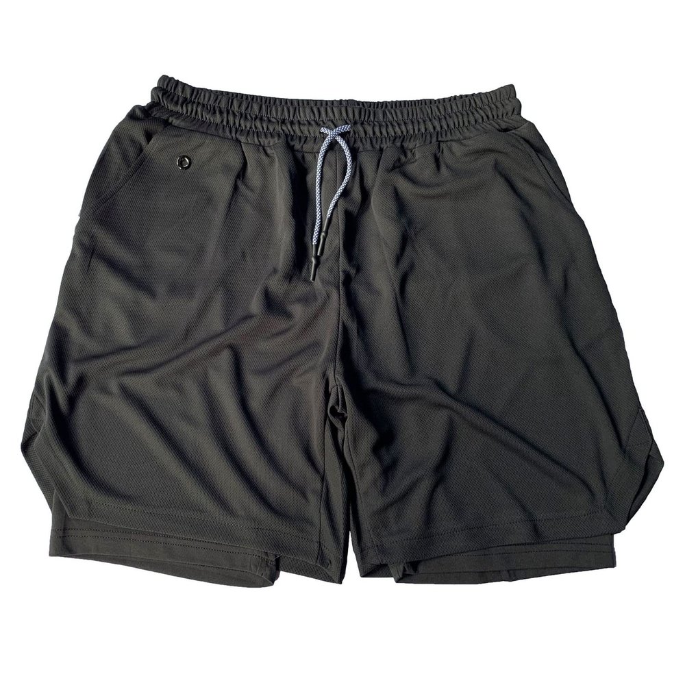 Men's Running Shorts Mesh Gym Athletic Workout Shorts for Men 2 in 1 Quick Dry Sports Shorts with Liner and Pockets Black