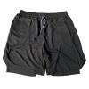 Men's Running Shorts Mesh Gym Athletic Workout Shorts for Men 2 in 1 Quick Dry Sports Shorts with Liner and Pockets Black view 1