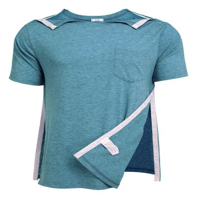 Deyeek Men's Comfy After Surgery Clothes Adaptive Clothing Side Snap Chemo Shirts for Port Access