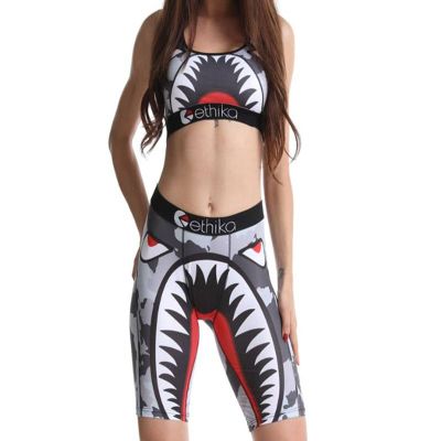 Girls' sports underwear bra outer wear tight shockproof chest pad set bra fitness printed vest