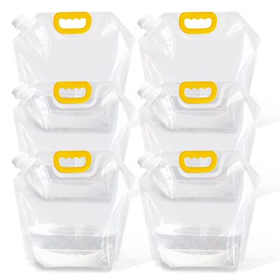 6Pack Collapsible Emergency Outdoor Folding Water Jug Container Bag Freezable, BPA Free Plastic Water Storage Cube for Camping Riding Mountaineer Backpacking, Food Grade (5L)