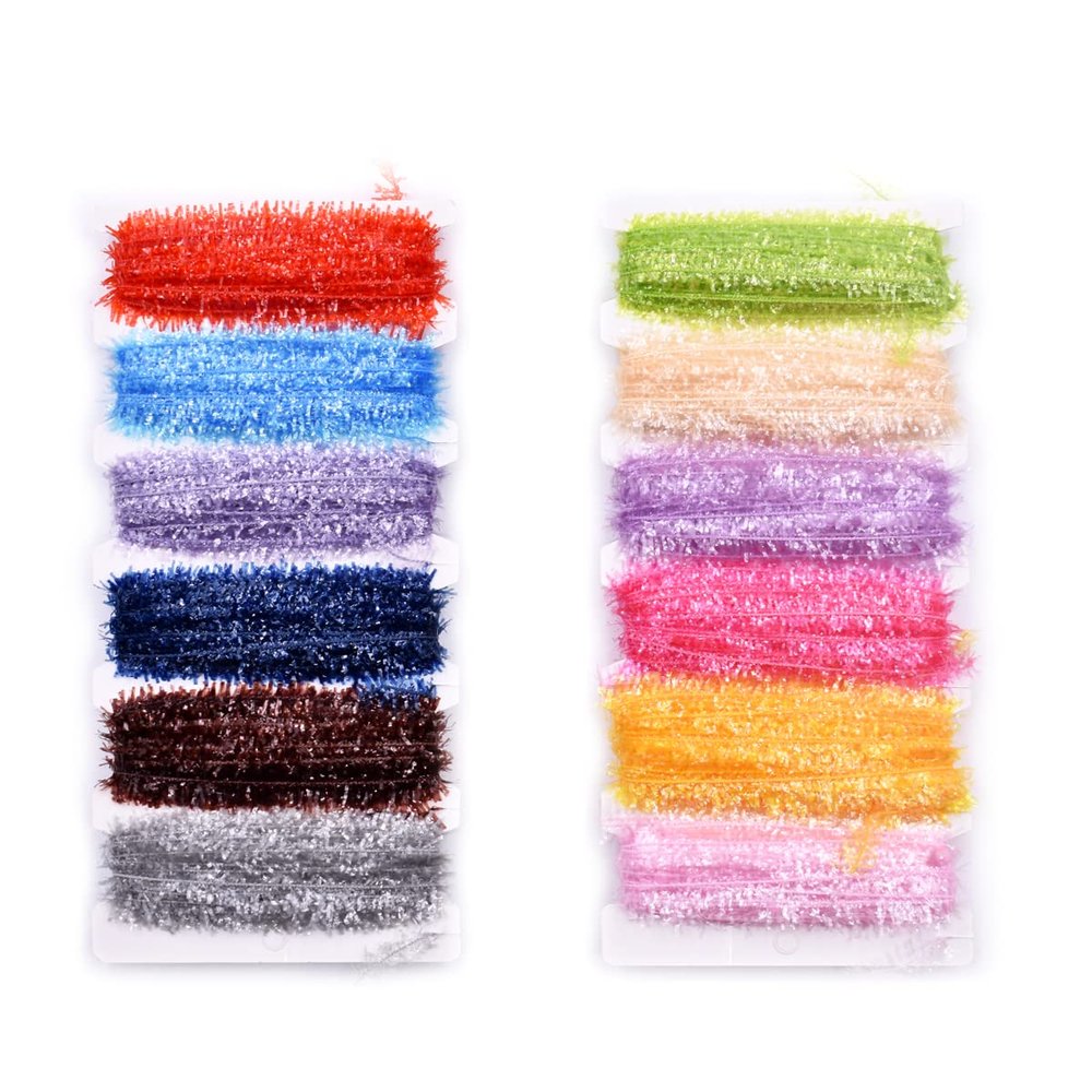 megrez sport 5M/10M Tinsel Chenille Line Crystal Flash Line Multi Colors Fly Fishing Tying Material for DIY Streamer or Nymph Flies (A.5M On Cards)
