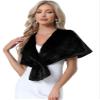 Allegra K Faux Fur Shawl Shrug for Women's Bridal Stoles Evening Party Winter Wedding Wrap Large Black view 1