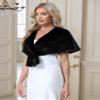 Allegra K Faux Fur Shawl Shrug for Women's Bridal Stoles Evening Party Winter Wedding Wrap Large Black view 3