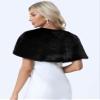 Allegra K Faux Fur Shawl Shrug for Women's Bridal Stoles Evening Party Winter Wedding Wrap Large Black view 4