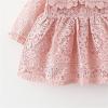 Toddler Kids Infant Baby Girls Long Ruffled Sleeve Solid Patchwork Lace Princess Dress Outfits Princess Party Favors (Pink, 18-24 Months) view 3