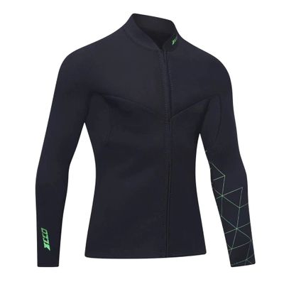 Wetsuit Top Men's 3mm Neoprene Wetsuits Jacket,Front Zipper Long Sleeves Diving Suit for Swimming,Snorkeling,Scuba Diving,Surfing (3FT-MN-L)