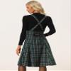 Allegra K Overall Plaid Dress for Women's Christmas Tartan Pinafore Suspender Skirt Small Green view 2