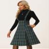 Allegra K Overall Plaid Dress for Women's Christmas Tartan Pinafore Suspender Skirt Small Green view 4