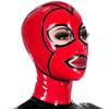 Latex Hood Mask Holiday Leila Hood Pink and White Strips Decorated Big Mouth with Zipper Party Latex Mask (S, Red and Black) view 3
