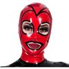 Latex Hood Mask Holiday Leila Hood Pink and White Strips Decorated Big Mouth with Zipper Party Latex Mask (S, Red and Black) view 4