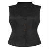 Allegra K Vintage Suit Waistcoat for Women's Gothic Blazer Sleeveless Steampunk Jacquard Dressy Vest X-Small Black view 1
