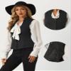 Allegra K Vintage Suit Waistcoat for Women's Gothic Blazer Sleeveless Steampunk Jacquard Dressy Vest X-Small Black view 2