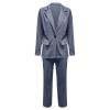 ERTUPE Women's 2 Piece Casual Blazers Open Front Long Sleeve Work Office Jackets and Pants Business Office Suit Set Blue view 2