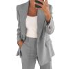 ERTUPE Women's 2 Piece Casual Blazers Open Front Long Sleeve Work Office Jackets and Pants Business Office Suit Set Gray view 1