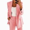 ERTUPE Women's 2 Piece Casual Blazers Open Front Long Sleeve Work Office Jackets and Pants Business Office Suit Set Pink view 1