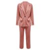 ERTUPE Women's 2 Piece Casual Blazers Open Front Long Sleeve Work Office Jackets and Pants Business Office Suit Set Pink view 2
