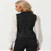 Allegra K Vintage Suit Waistcoat for Women's Gothic Blazer Sleeveless Steampunk Jacquard Dressy Vest Medium Black view 3