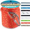 3/8 Inch 50 FT Anchor Rope, Boat Anchor Rope Solid Braid MFP, Anchor Line with 316 Stainless Steel Thimble and Snap Hook - Orange & Yellow view 1